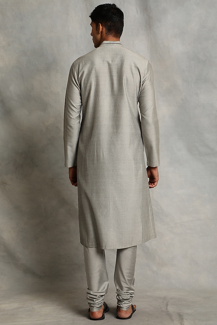 Horizon Grey Cotton Silk Pintuck Kurta Set by Gargee Designers at Pernia's Pop Up Shop