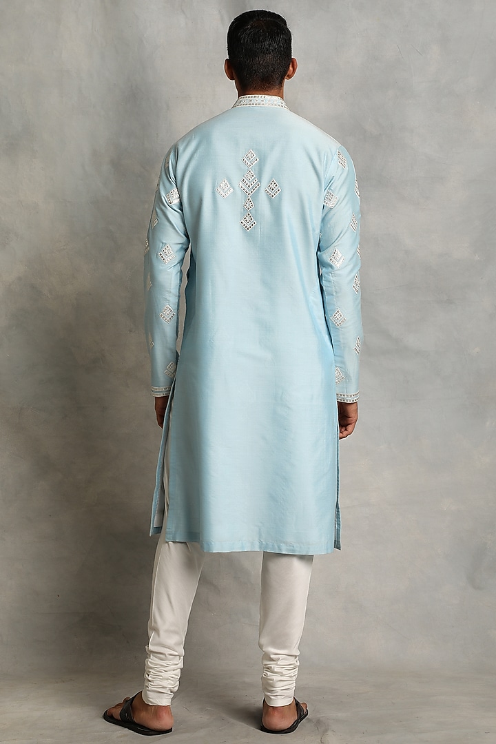 Powder Blue Applique Embroidered Kurta Set by Gargee Designers at Pernia's Pop Up Shop