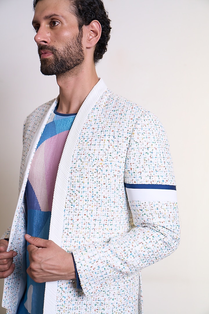 Multi-Colored Poly Jacquard Pintuck Indo-Western Set by Gargee Designers at Pernia's Pop Up Shop