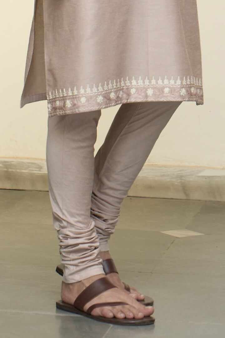 Apricot Poly Silk & Cotton Silk Kashmiri Embroidered Bundi Jacket Set by Gargee Designers at Pernia's Pop Up Shop