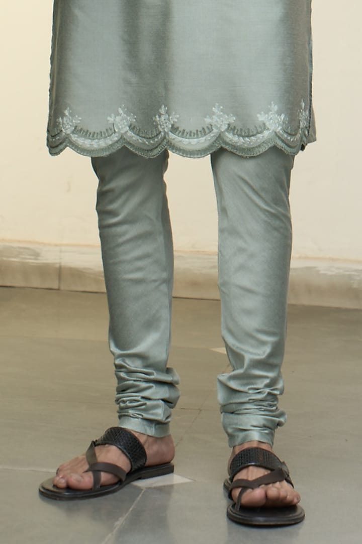 Pistachio Poly Silk Kashmiri Embroidered Bundi Jacket Set by Gargee Designers at Pernia's Pop Up Shop
