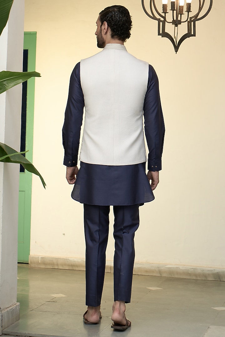 Ivory Cotton Silk Bundi Jacket Set by Gargee Designers at Pernia's Pop Up Shop