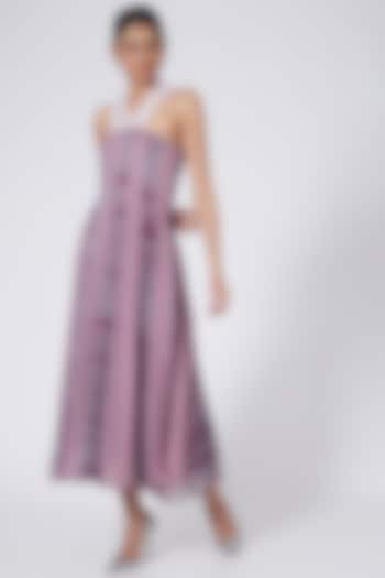 Purple Printed Paneled Maxi Dress by Garima Bindal
