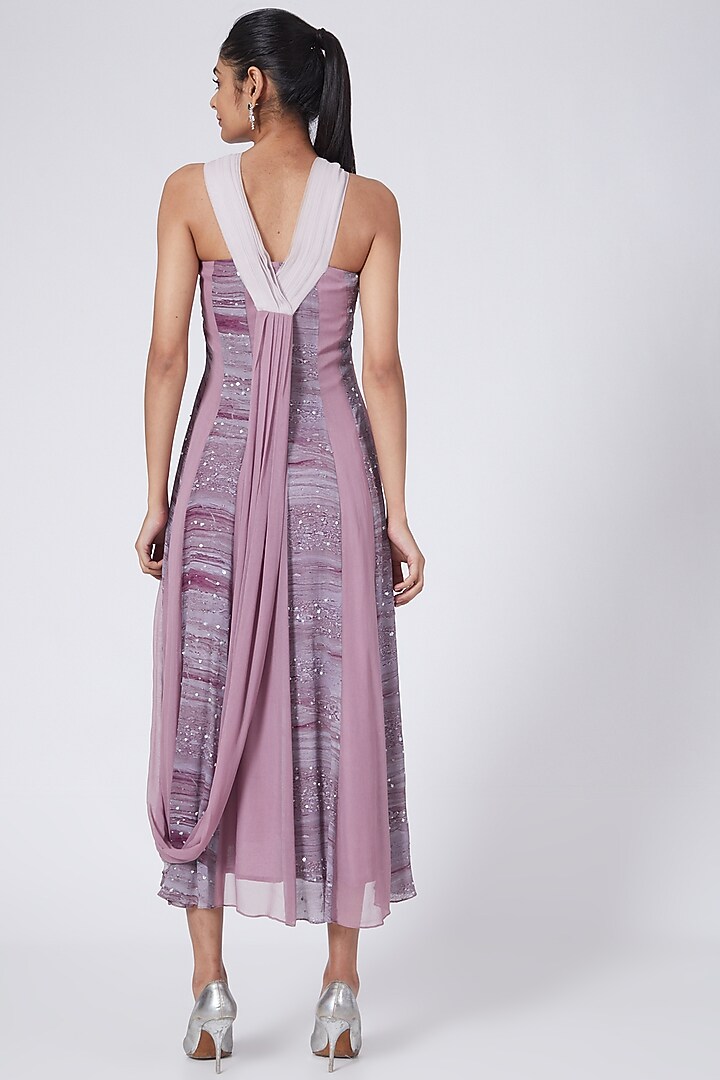 Purple Printed Paneled Maxi Vacation Dress by Garima Bindal at Pernia's Pop Up Shop