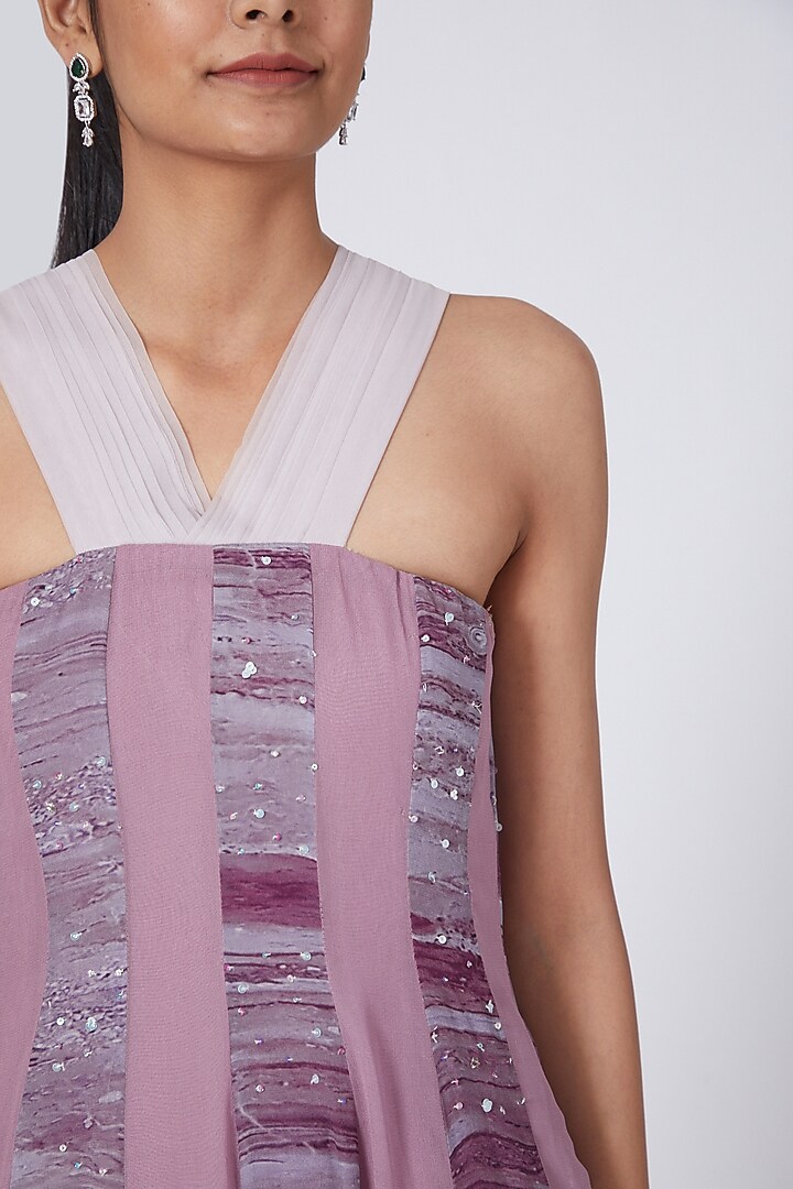 Purple Printed Paneled Maxi Vacation Dress by Garima Bindal at Pernia's Pop Up Shop