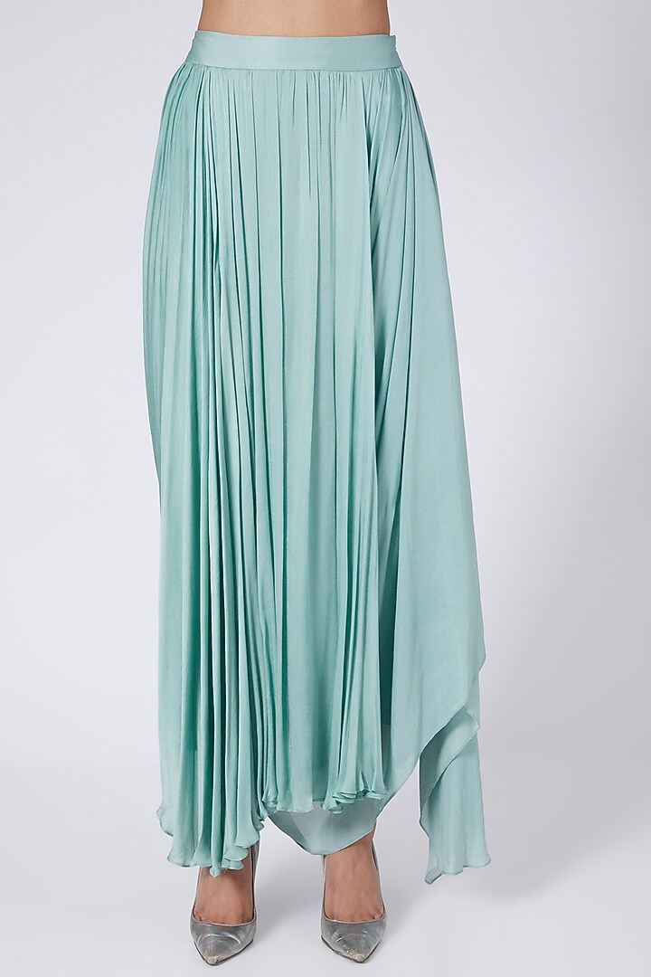 Mint Green Silk Crepe Dhoti Pant Set by Garima Bindal at Pernia's Pop Up Shop