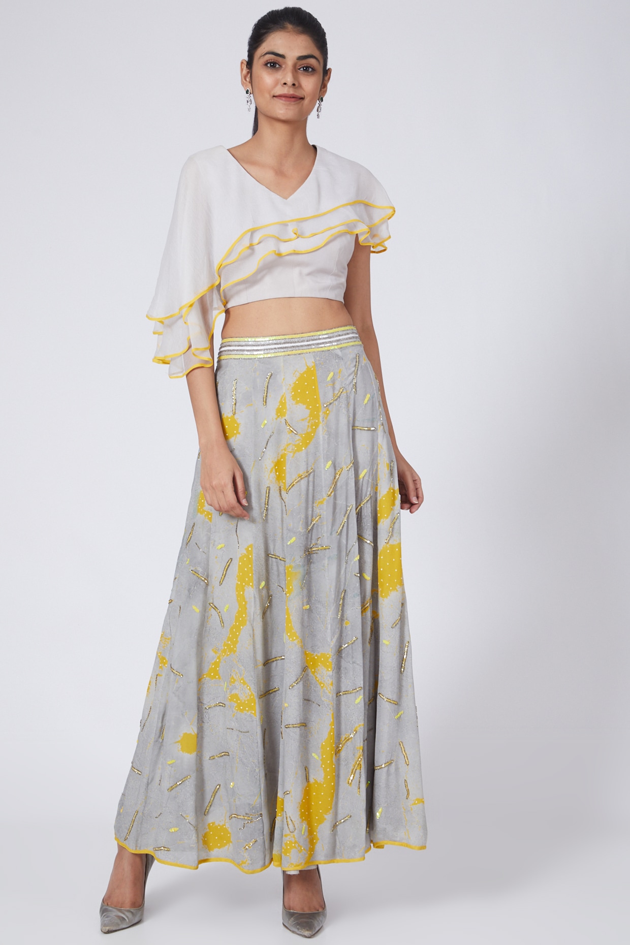 embroidered skirt yellow