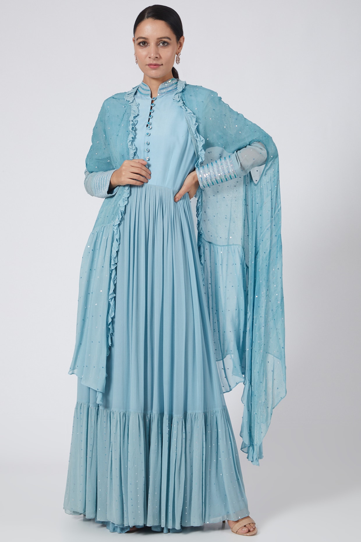 Sky Blue Party Wear Designer Anarkali Suit