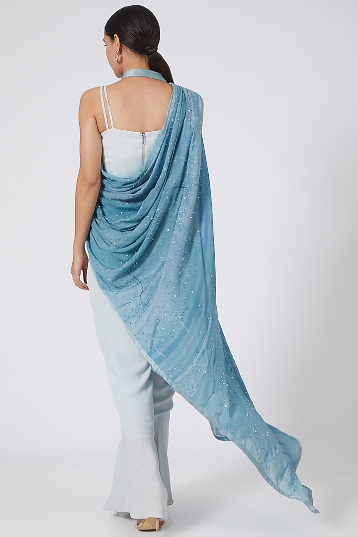 Sky Blue Digital Printed Cape Set by Garima Bindal at Pernia's Pop Up Shop