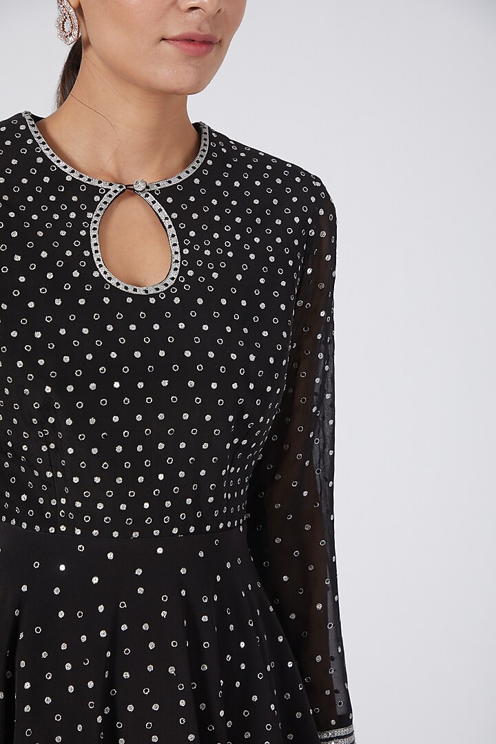 Black & Silver Printed Paneled Wedding Sharara Set by Garima Bindal at Pernia's Pop Up Shop