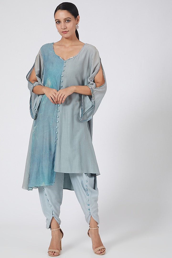 Sky Blue Printed Tunic Set by Garima Bindal at Pernia's Pop Up Shop