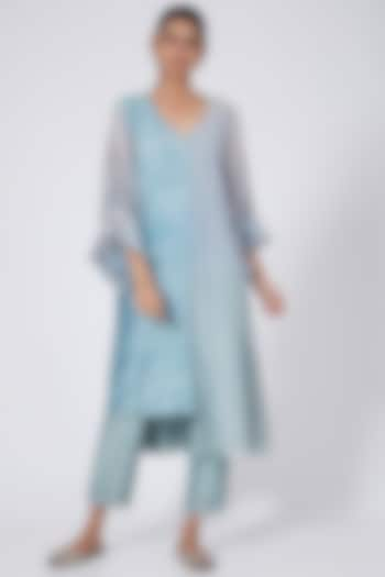 Sky Blue Printed A-Line Tunic Set by Garima Bindal at Pernia's Pop Up Shop