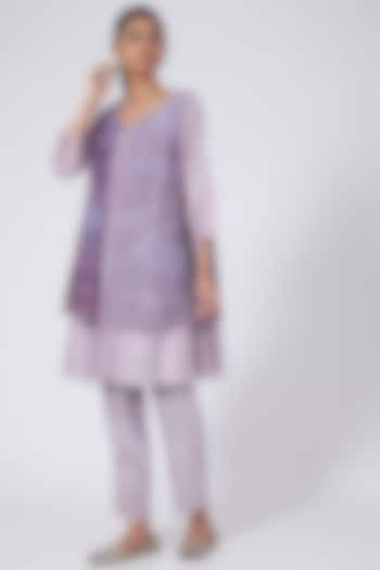 Purple & Mauve A-Line Tunic Set by Garima Bindal