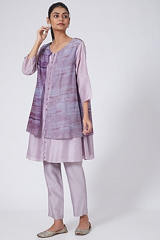 Purple & Mauve A-Line Tunic Set by Garima Bindal
