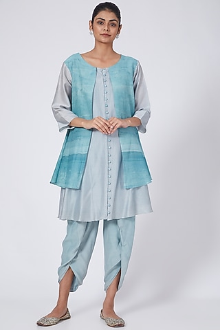 Sky Blue A-Line Tunic Set by Garima Bindal