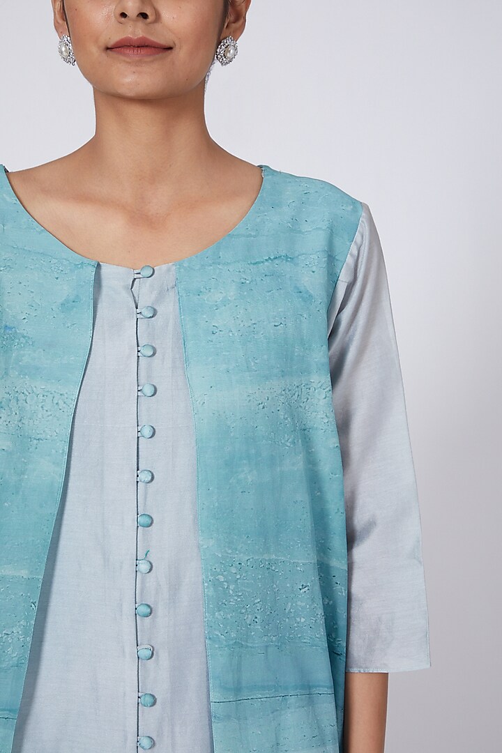 Sky Blue A-Line Tunic Set by Garima Bindal at Pernia's Pop Up Shop