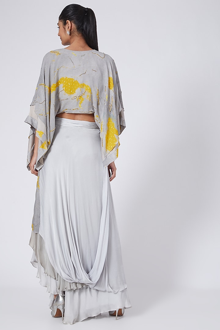 Grey & Yellow Printed Skirt Set by Garima Bindal at Pernia's Pop Up Shop