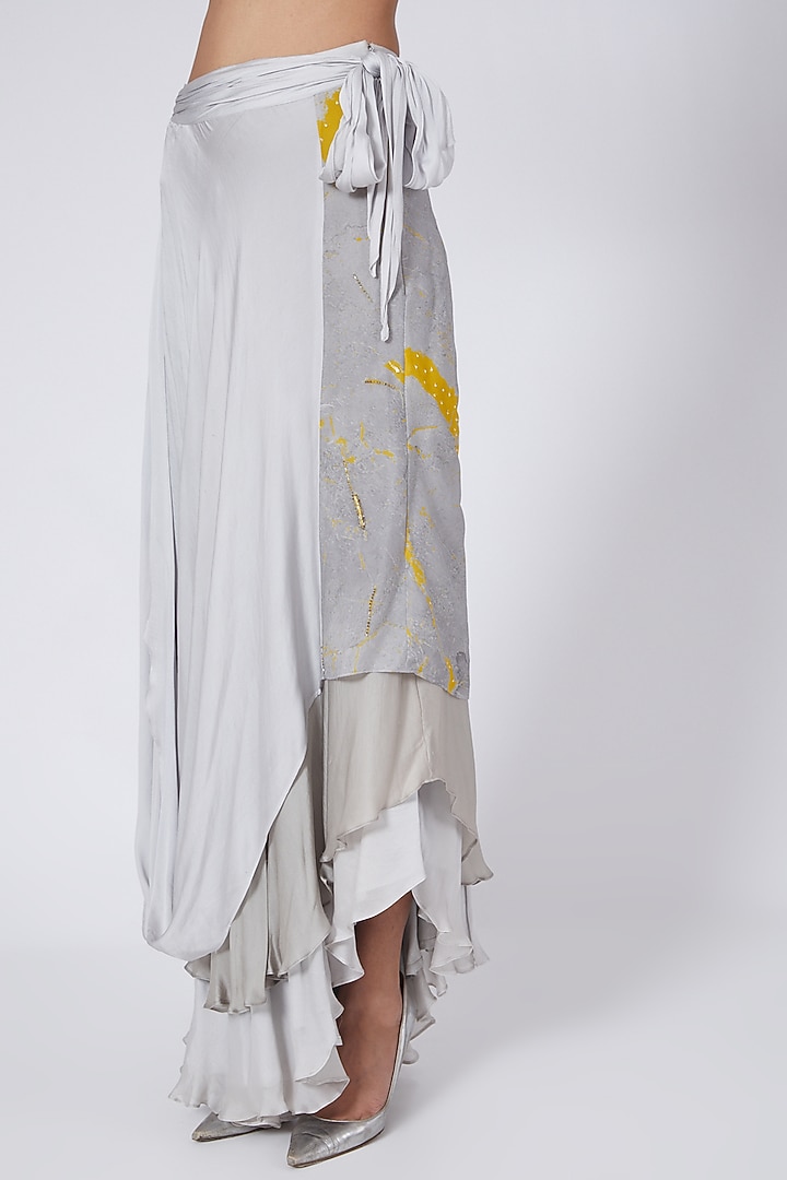 Grey & Yellow Printed Skirt Set by Garima Bindal at Pernia's Pop Up Shop