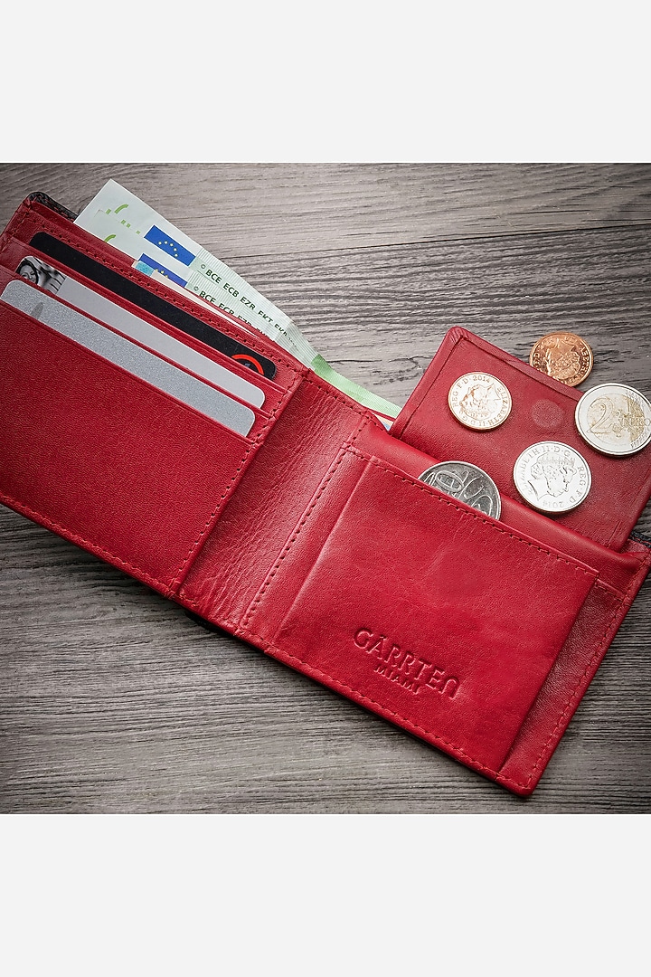 Red & Black Leather Wallet by GARRTEN at Pernia's Pop Up Shop