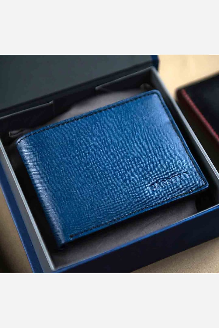 Prussian Blue Leather Wallet by GARRTEN at Pernia's Pop Up Shop