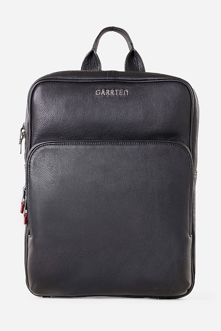 Carbon Black Leather Backpack by GARRTEN