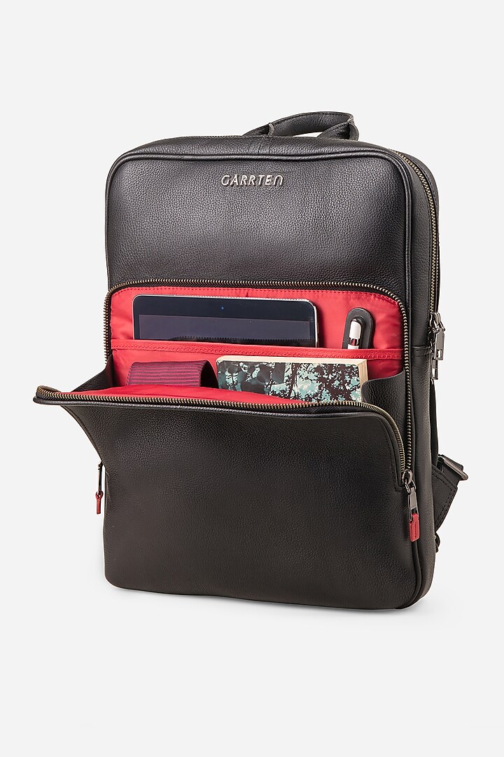 Carbon Black Leather Backpack by GARRTEN at Pernia's Pop Up Shop