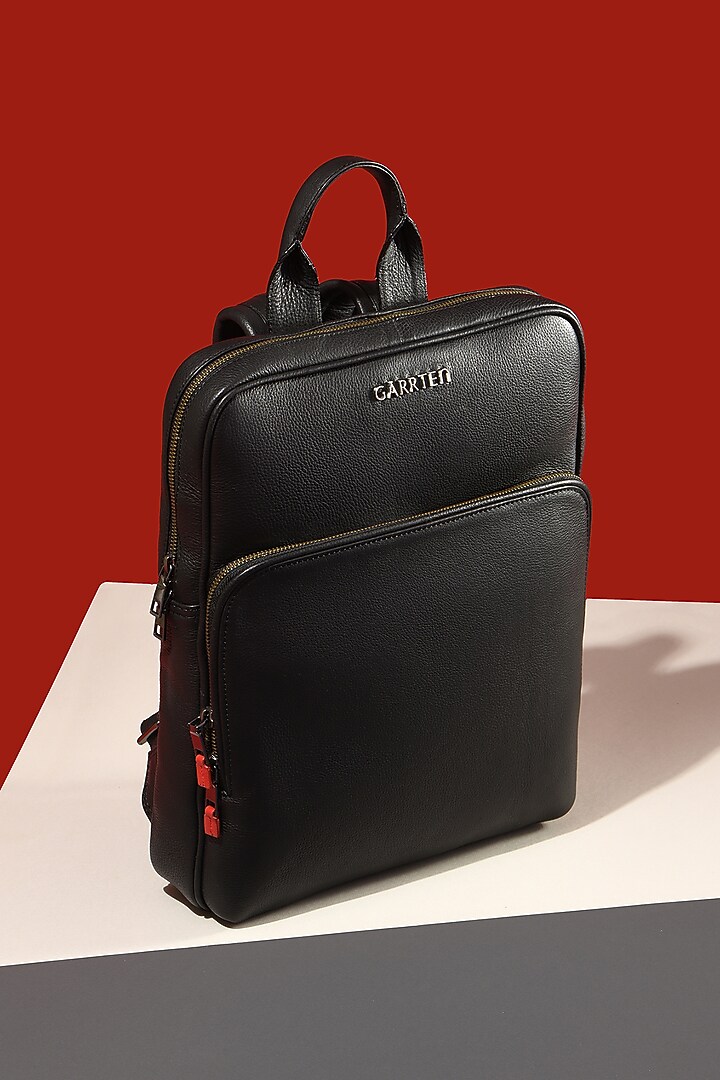 Carbon Black Leather Backpack by GARRTEN at Pernia's Pop Up Shop