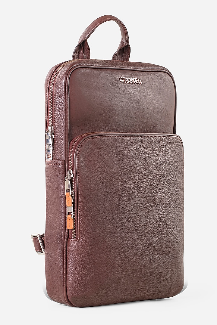 Mahogany Brown Leather Backpack by GARRTEN
