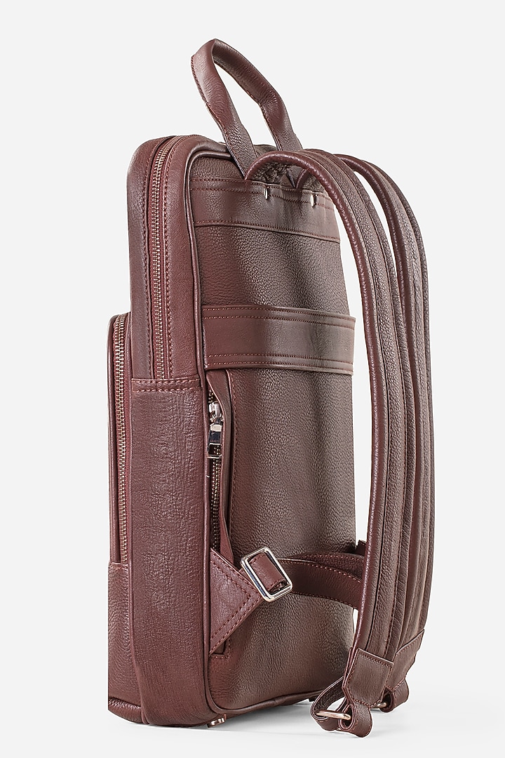Mahogany Brown Leather Backpack by GARRTEN at Pernia's Pop Up Shop