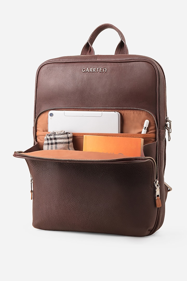 Mahogany Brown Leather Backpack by GARRTEN at Pernia's Pop Up Shop