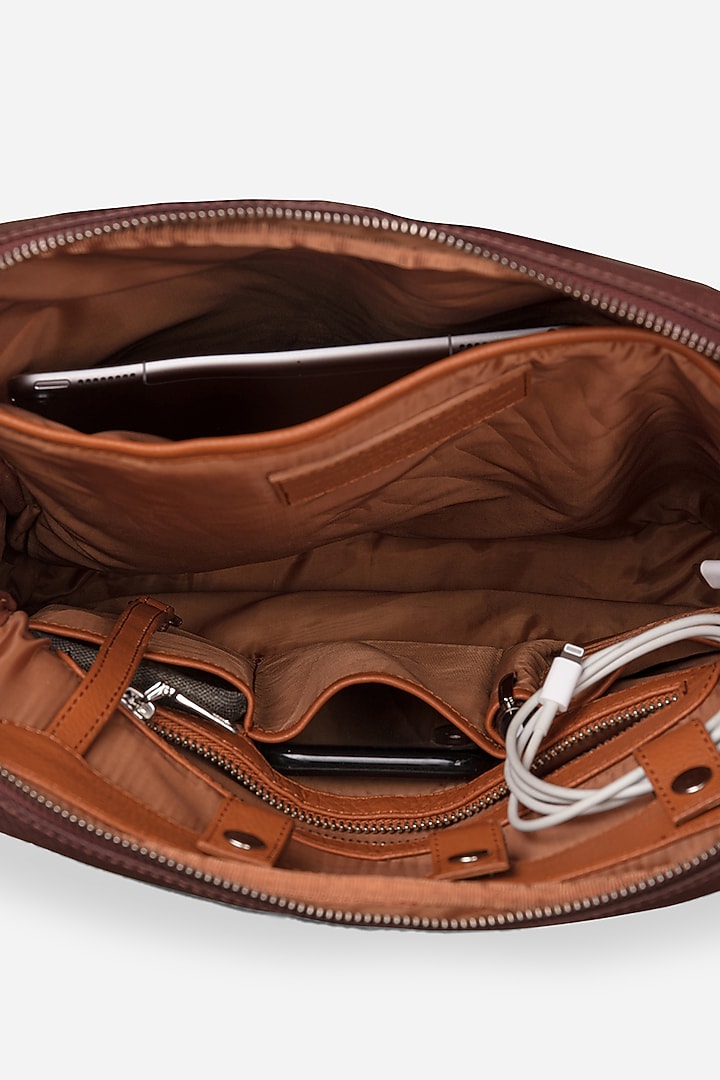 Mahogany Brown Leather Backpack by GARRTEN at Pernia's Pop Up Shop