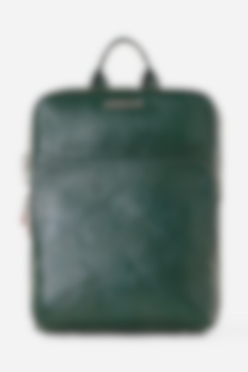 Racing Green Leather Backpack by GARRTEN