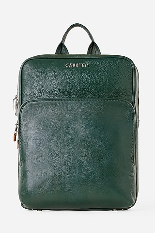 Racing Green Leather Backpack by GARRTEN