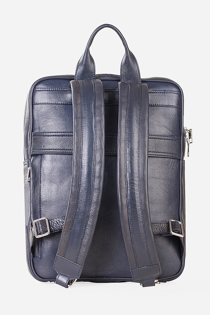 Midnight Blue Leather Backpack by GARRTEN at Pernia's Pop Up Shop