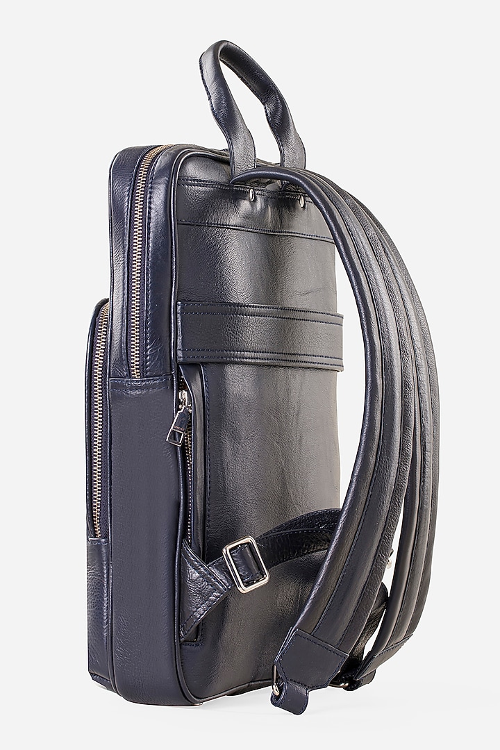 Midnight Blue Leather Backpack by GARRTEN at Pernia's Pop Up Shop