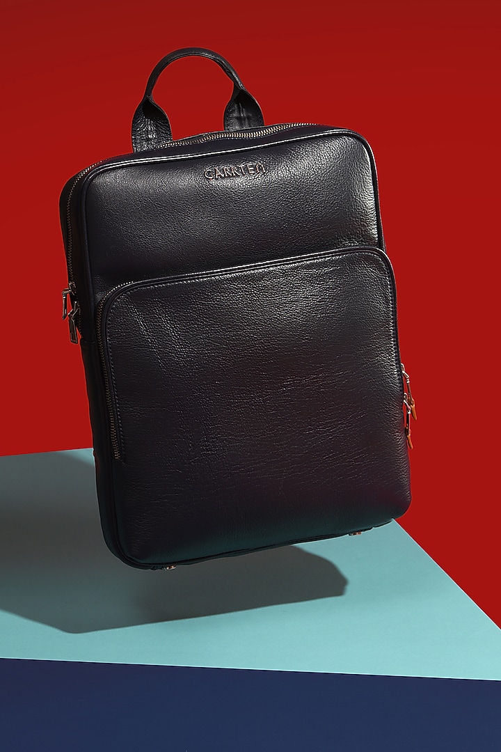 Midnight Blue Leather Backpack by GARRTEN at Pernia's Pop Up Shop