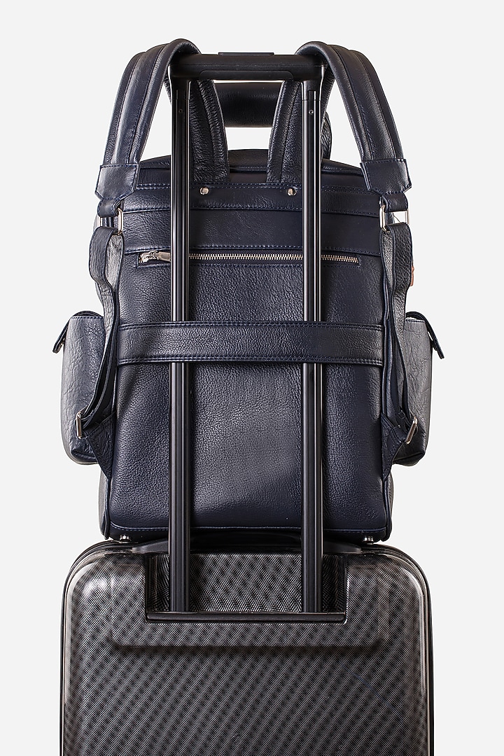 Carbon Black Leather Travel Backpack by GARRTEN at Pernia's Pop Up Shop