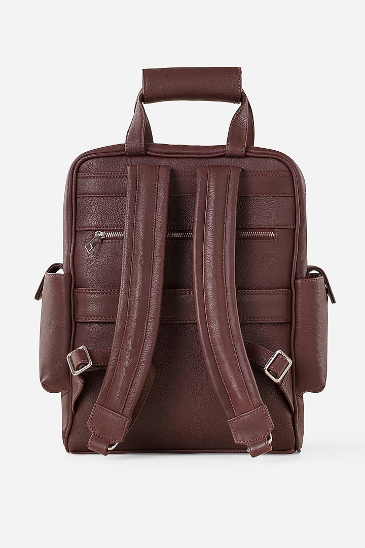 Mahogany Brown Leather Travel Backpack by GARRTEN at Pernia's Pop Up Shop