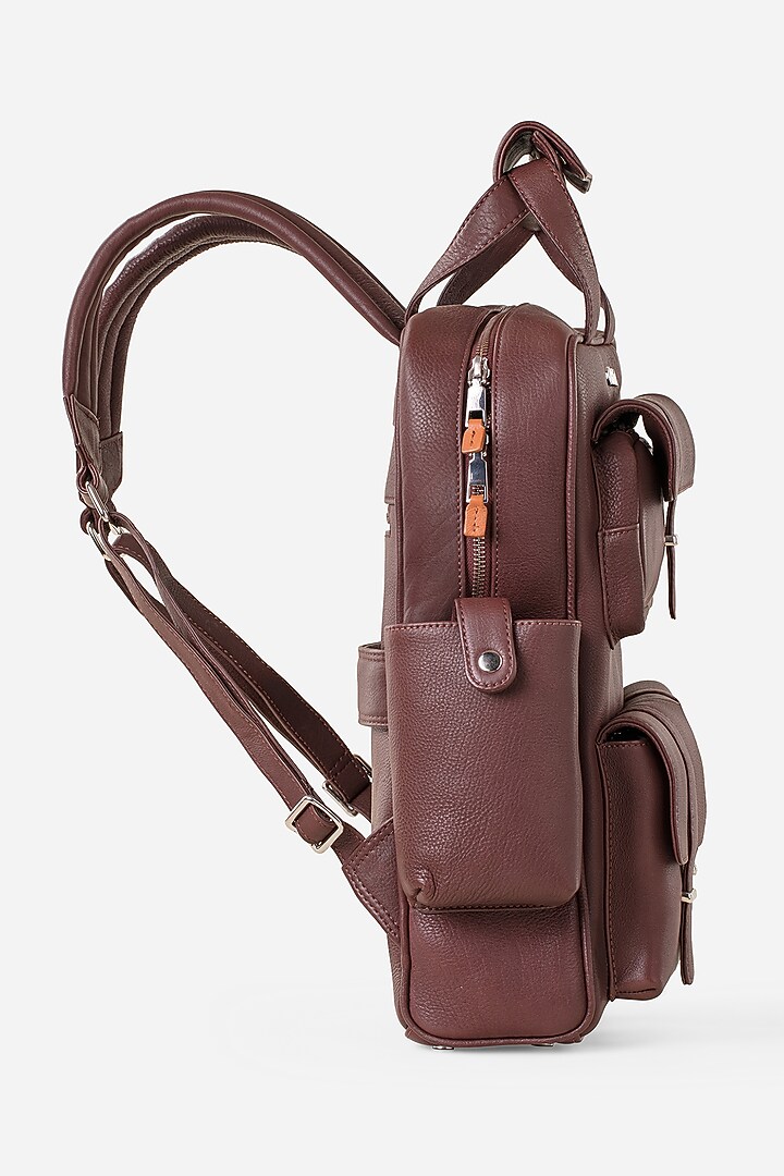 Mahogany Brown Leather Travel Backpack by GARRTEN at Pernia's Pop Up Shop