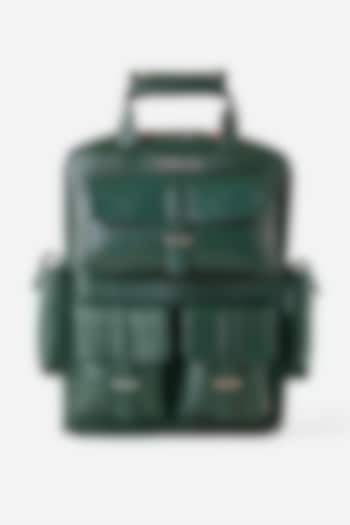 Racing Green Leather Travel Backpack by GARRTEN