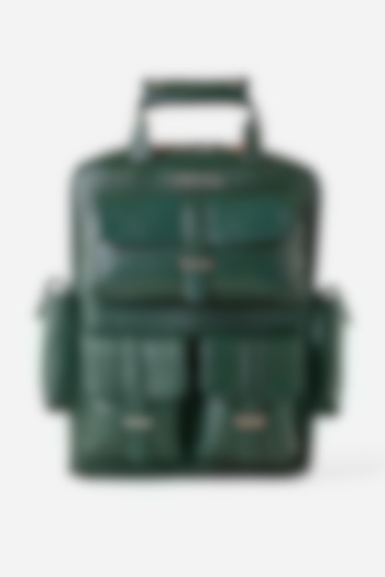 Racing Green Leather Travel Backpack by GARRTEN