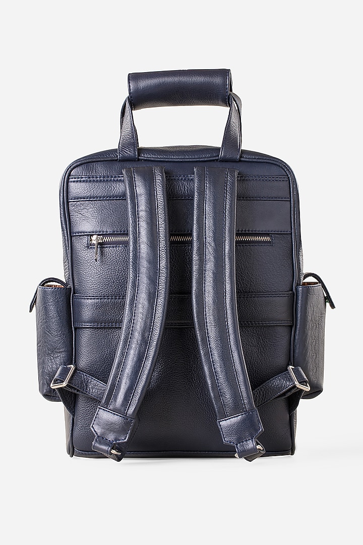 Midnight Blue Leather Travel Backpack by GARRTEN at Pernia's Pop Up Shop