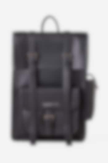 Carbon Black Leather Rolltop Backpack by GARRTEN