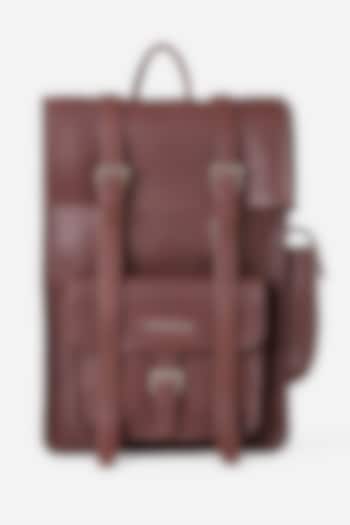 Mahogany Brown Leather Rolltop Backpack by GARRTEN