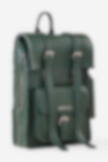 Racing Green Leather Rolltop Backpack by GARRTEN