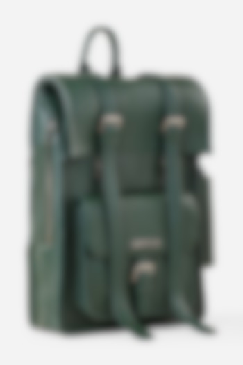 Racing Green Leather Rolltop Backpack by GARRTEN