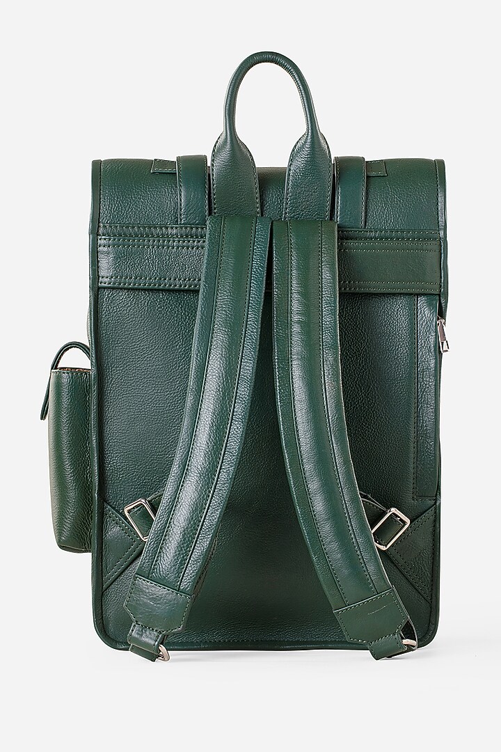 Racing Green Leather Rolltop Backpack by GARRTEN at Pernia's Pop Up Shop