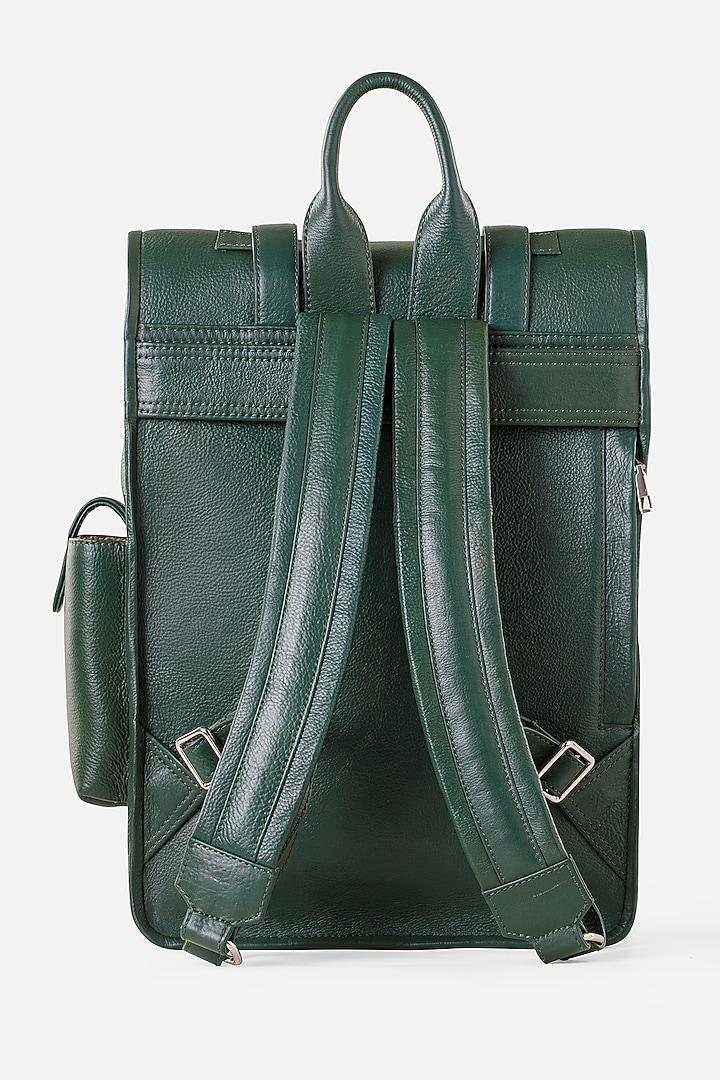 Carbon Black & Racing Green Leather Backpacks (Set of 2) by GARRTEN at Pernia's Pop Up Shop