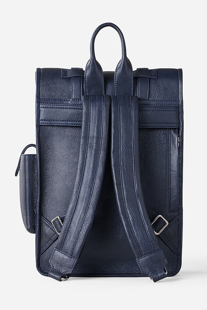 Racing Green & Midnight Blue Leather Backpacks (Set of 2) by GARRTEN at Pernia's Pop Up Shop