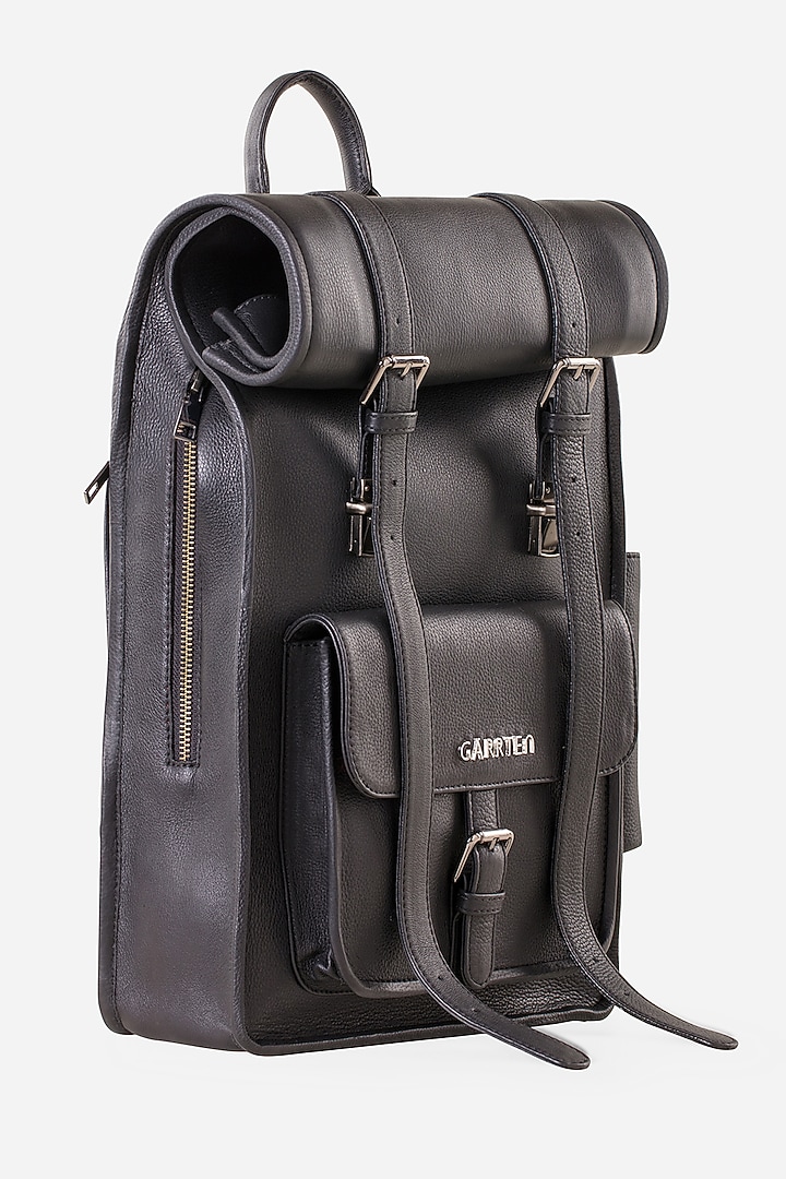 Carbon Black & Mahogany Brown Leather Backpacks (Set of 2) by GARRTEN at Pernia's Pop Up Shop